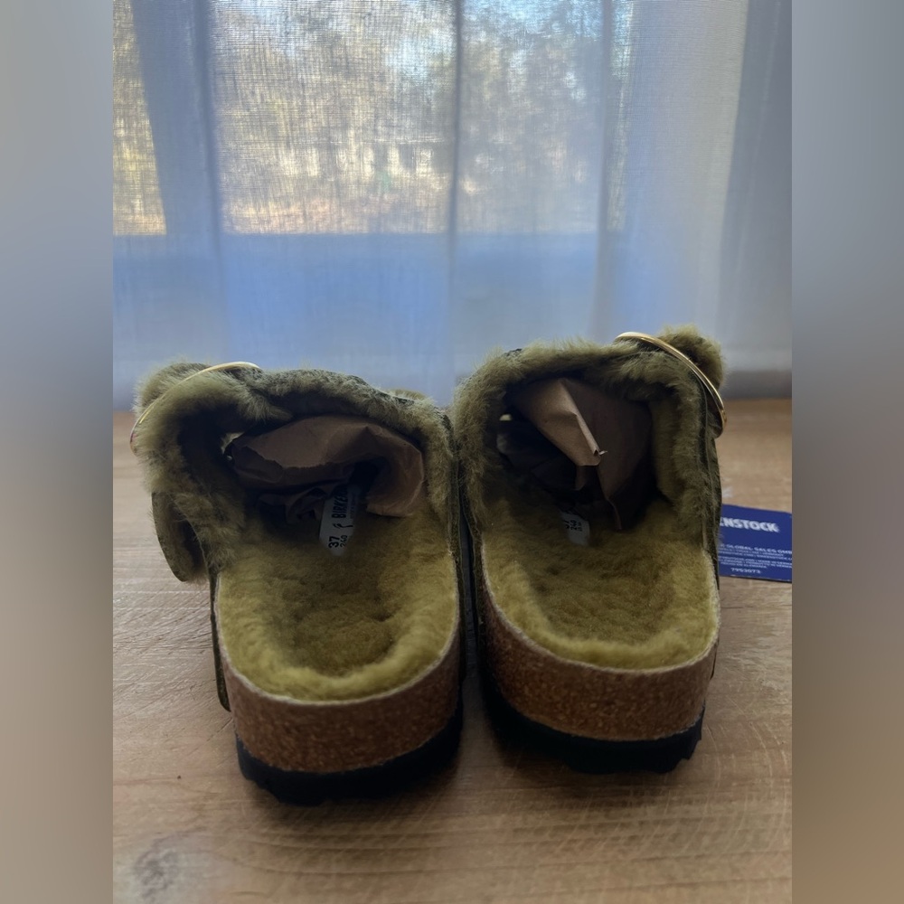 Arizona Big Buckle Shearling Natural Leather Oiled in Olive Size 37 New - Picture 4 of 9